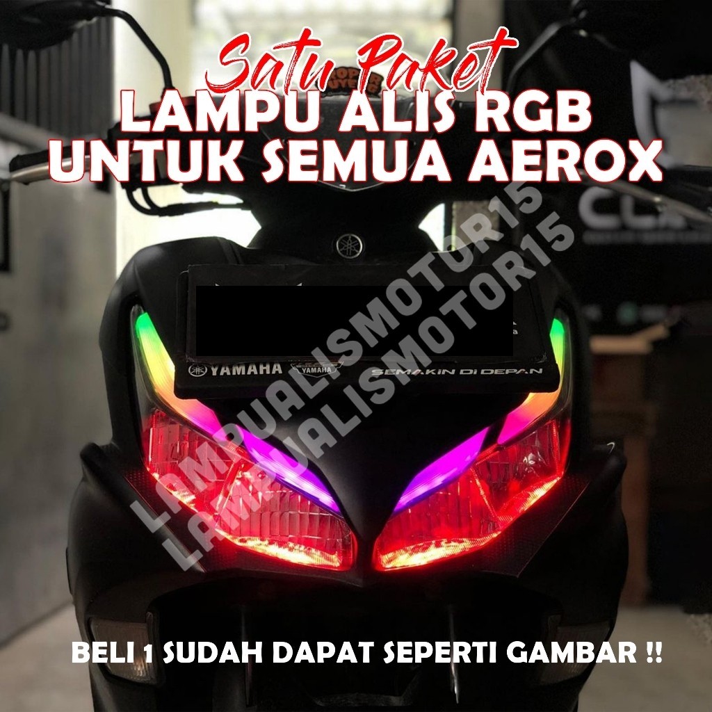 LAMPU ALIS RUNNING RGB YAMAHA AEROX SATU SET / LAMPU VARIASI AEROX RUNNING LAMPU ALIS AES