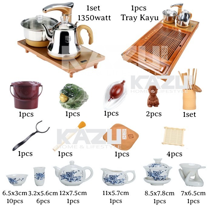 CHINESE TEAPOT TRAY SET C17 ELECTRIK KUNGFU TRAY POT TEA SET MEJA KAYU - A07