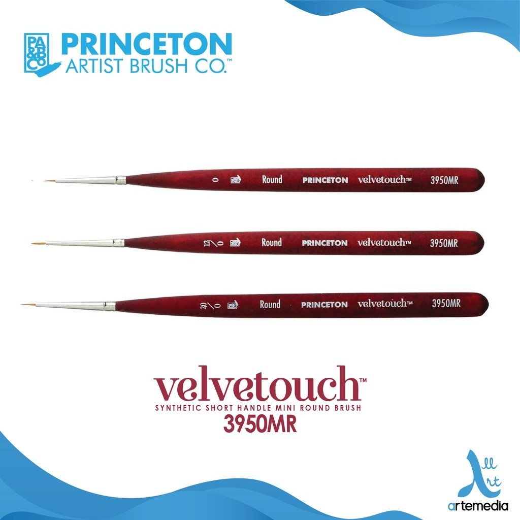 

Princeton Velvetouch 3950MR Mini Round Synthetic Watercolor Brush Short Handle Kuas Lukis