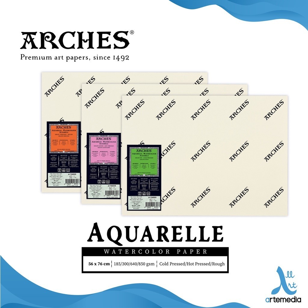 

Arches Aquarelle 56x76cm Watercolor Paper Sheet Kertas Cat Air