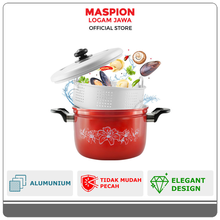 Maspion Panci Steamer Alumunium Pancaguna RWWP Tutup Kaca