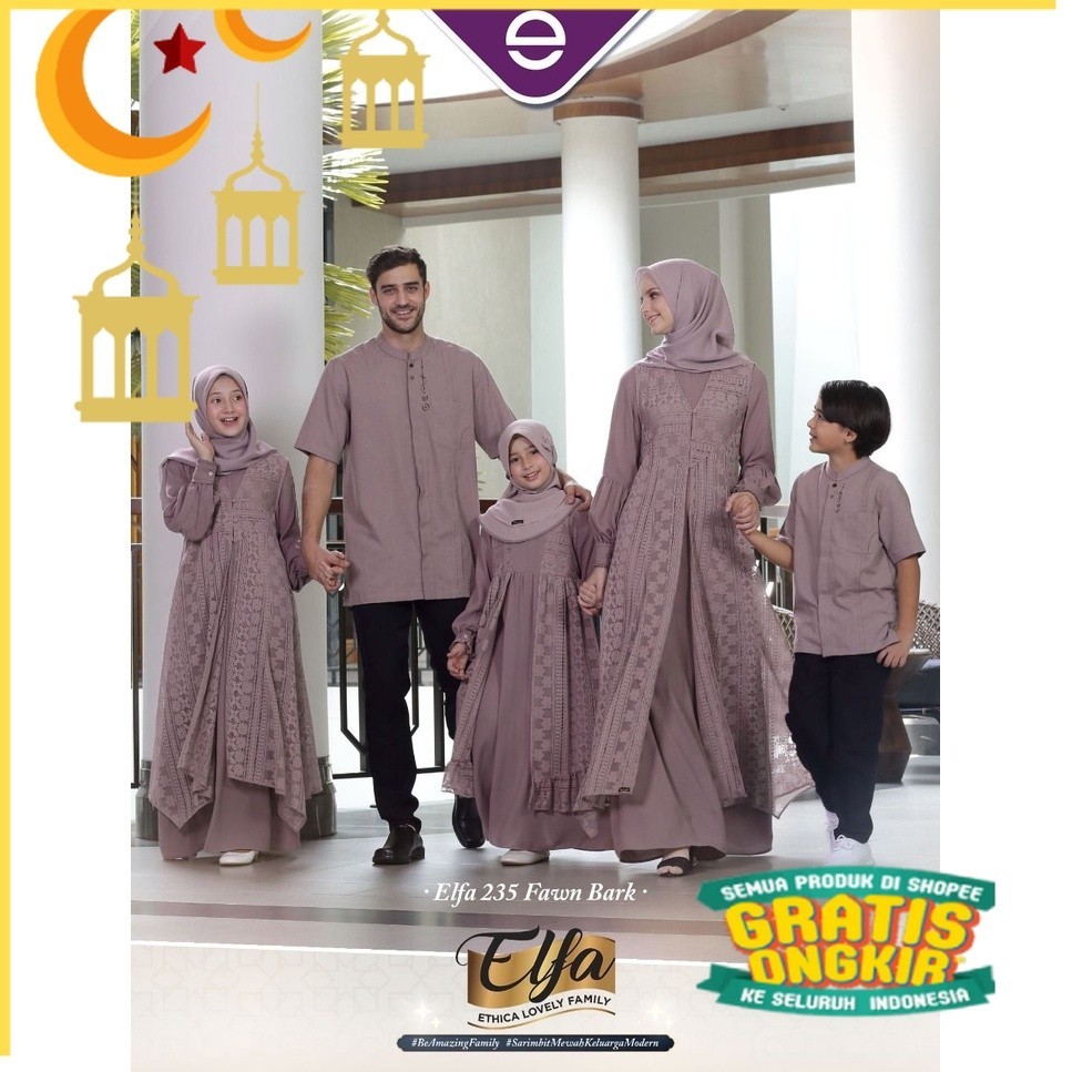 SARIMBIT ETHICA 2022 ELFA 235 FAWN BARK / BAJU COUPLE KELUARGA / BAJU MUSLIM COUPLE KELUARGA / BAJU 