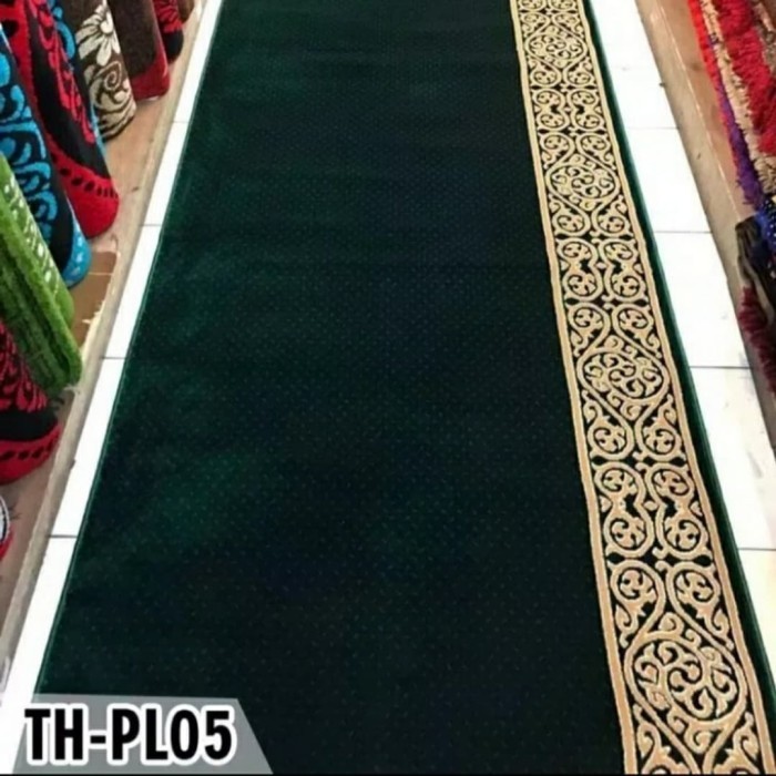 Karpet Masjid Sajadah Mushola Platinum Mosque meteran Tebal 15mm halus - Hijau Polos