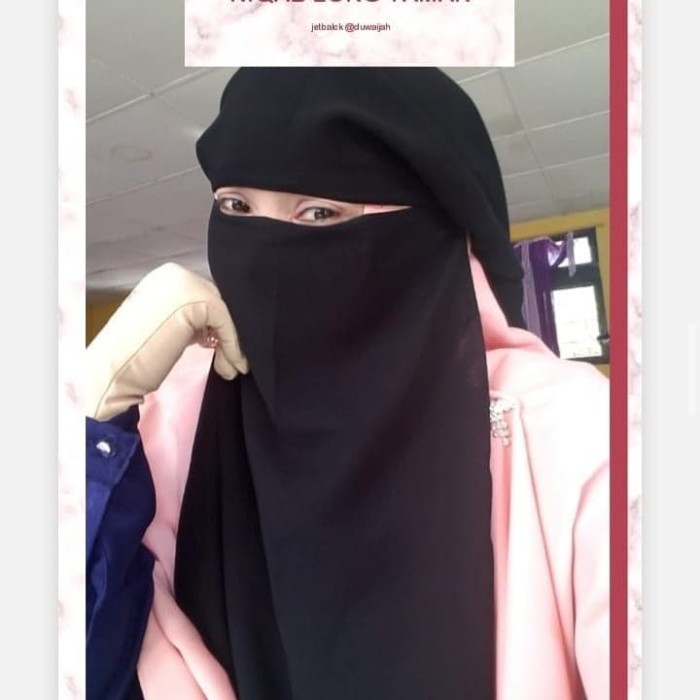 Niqab Yaman Kancing 2 Layer Jetblack