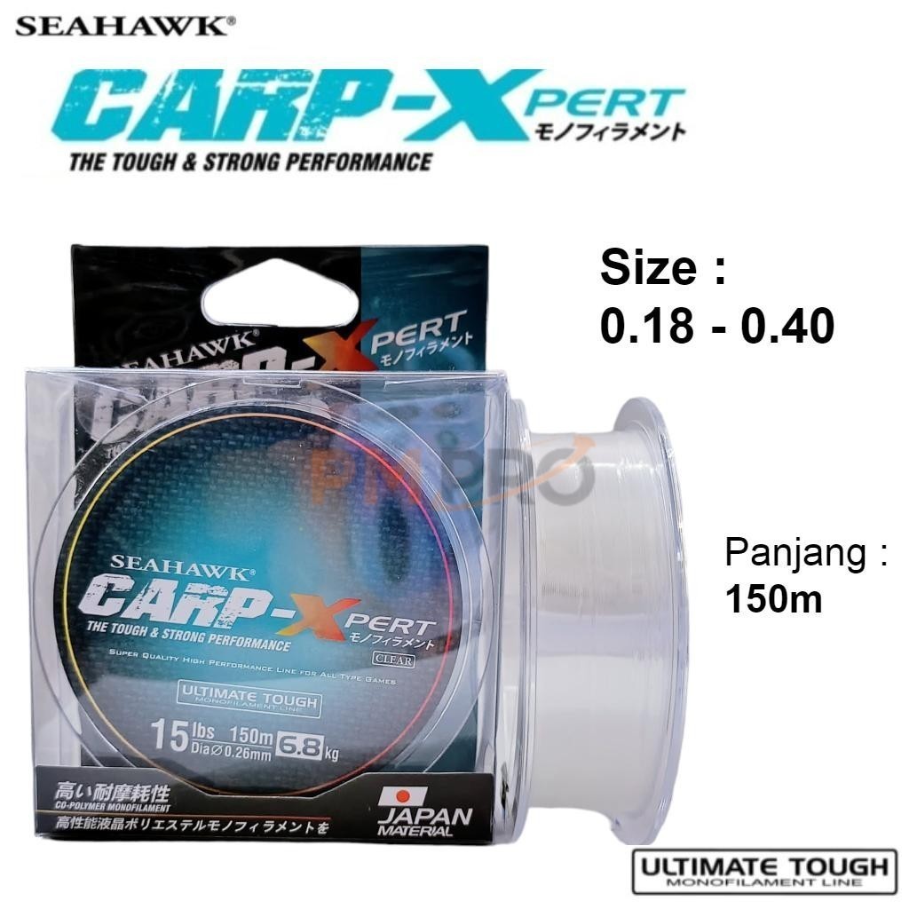 Seahawk Carp Xpert Panjang 150m Senar Kenur Pancing Ultimate Tough Monofilament Warna Clear Bening T