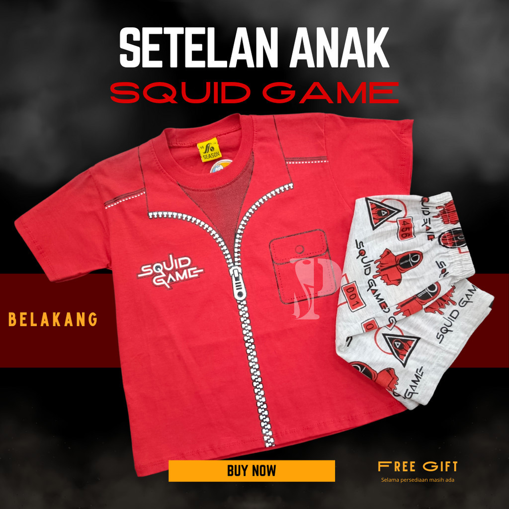 BAJU SETELAN ANAK SQUID GAME NEW TERLARIS / BAJU SETELAN ANAK ANAK SQUID GAME TERBARU