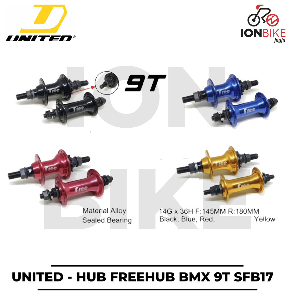 Hub Freehub BMX United Free 9T Alloy Free Hub Sepeda 9 T Bearing Jangkrik Suara Keras