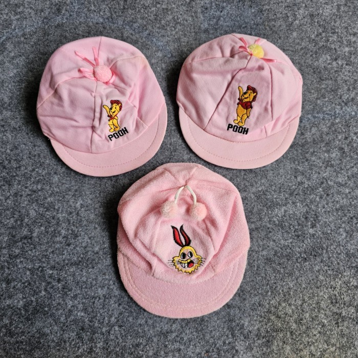 Topi Kupluk Ciput Pom Pom Pink Bayi Balita Newborn Baby Baru Lahir