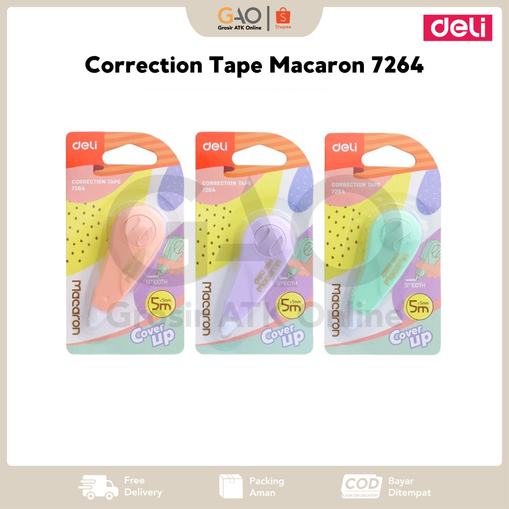 

Correction Tape Macaron Deli 5m x 5mm Tipe X Pita Koreksi Deli 7264
