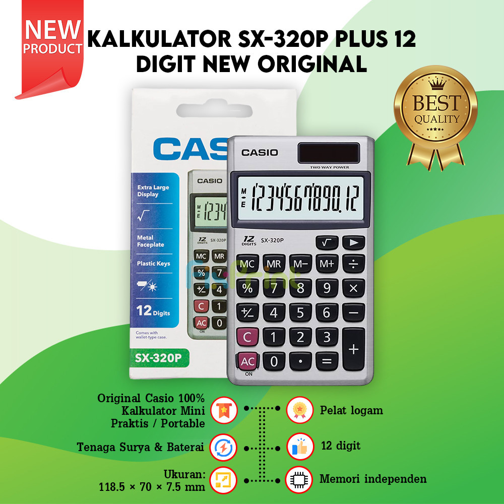 

Casio SX-320P Kalkulator Saku Portable 12 Digit Calculator Pocket ORI