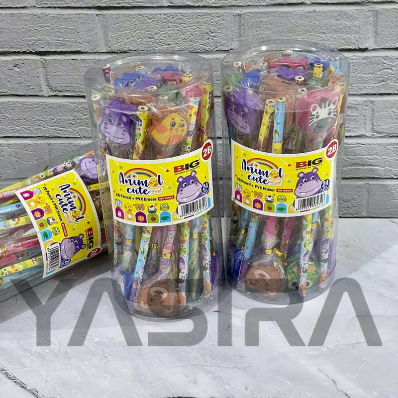 

24 PCS Pensil 2B + Penghapus Lucu Karakter Animasi Big