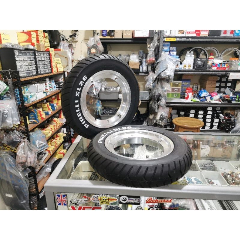 Velg Tubeless Vespa ML polish V.3 GS Ring 10 set Ban Pirelli SL 26