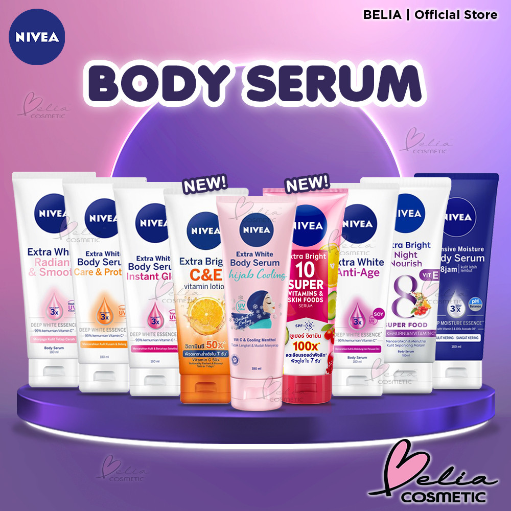 NIVEA Body Serum Extra White | Night | Repair Care Protect | Radiant | Glow | Hijab 180ml | Care and