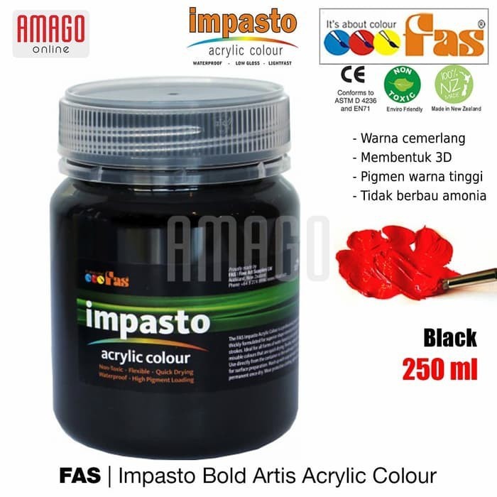 

Cat Akrilik Lukis FAS Impasto Acrylic Professional Paint - 250 ml - Black