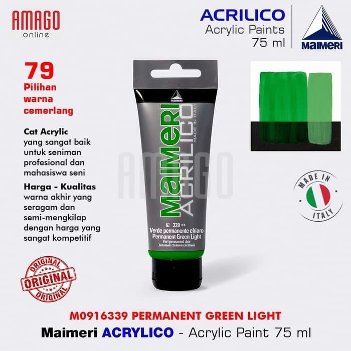 

Cat Akrilik Lukis MAIMERI Acrilico - Acrylic Paint - Permt Green Light - 75ml - M0916339