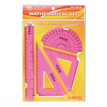 

(HASANS HOME)Butterfly Penggaris Set Matematik Bt 172-05 / Penggaris Busur Mathematical Set / Butt & Tj, Pgrs BT172-05Kcl
