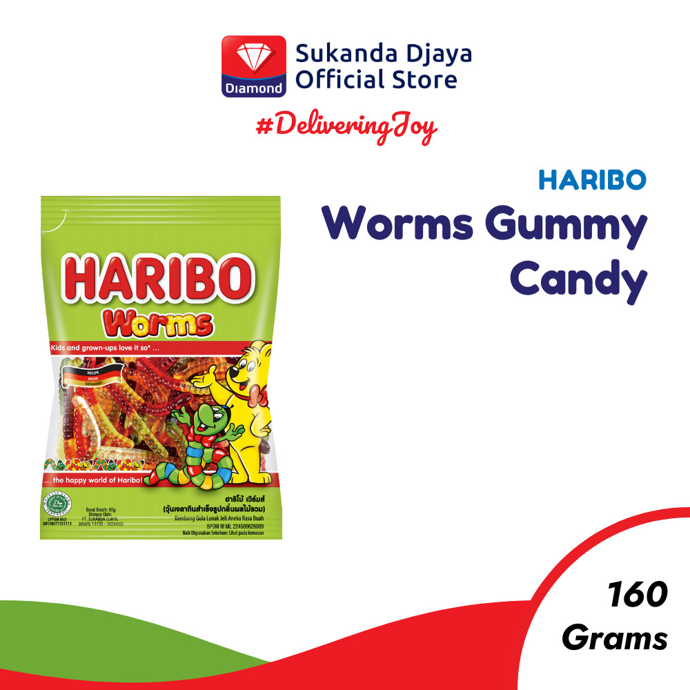 

Haribo Worms Gummy Candy Permen 160 Gr