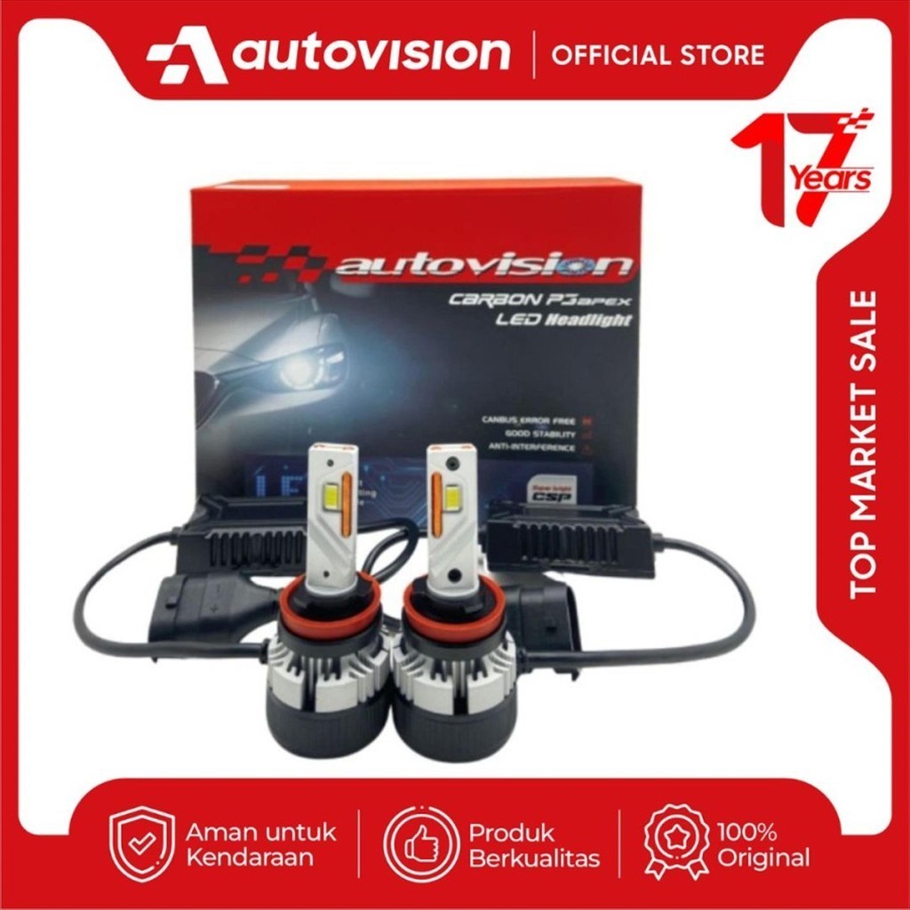 LED Autovision Carbon P3 Apex Lampu Utama Foglamp Mobil Universal