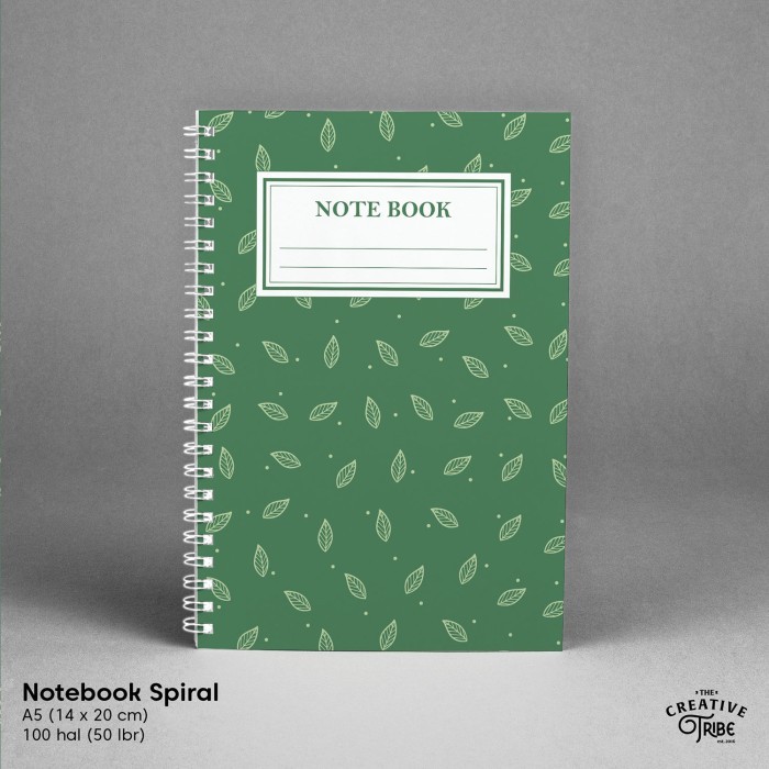 

Buku Catatan Spiral A5 Leaves Pattern - 100 Hal Notebook Block Note - Leaf Patt Blue, Spiral - Polos