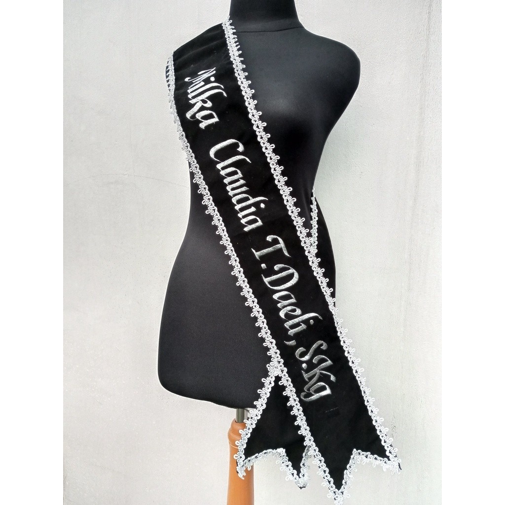 [1 HARI JADI] Selempang Wisuda Slempang Wisuda Bludru Renda 2 Lapis Selempang Wisuda