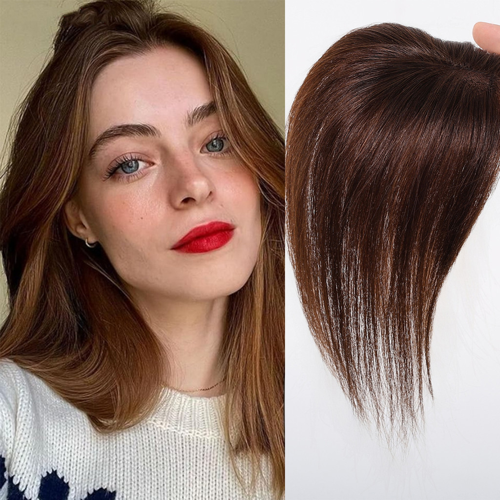 10 Inches Dark Brown Hair Topper for Women 100% Remy Human Hair Topper Hair Pieces Clips in Topper M
