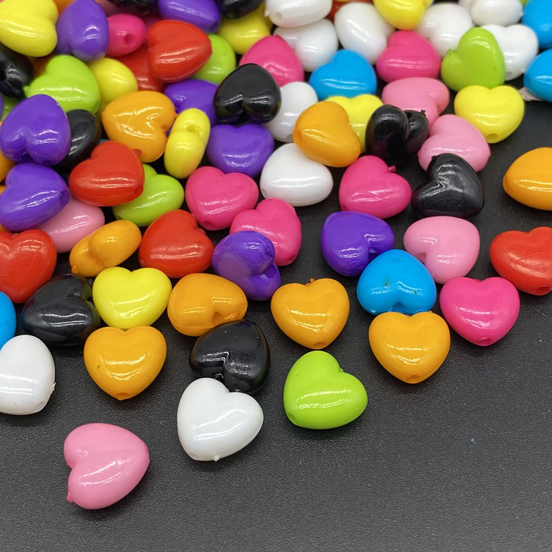 

50pcs/lot 10mm Heart Shape Acrylic Beads Loose Spacer Jewelry Making Necklace Pendant Bracelet Handmade DIY