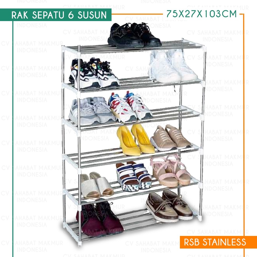 Rak Sepatu Besi 5 & 6 Susun / Rak Sandal Minimalis / Rak Serbaguna Kokoh