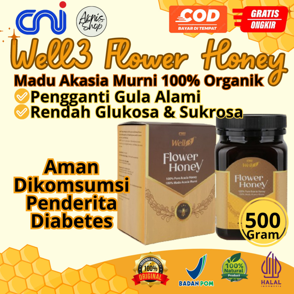 

Well3 Flower Honey 500 gram Madu Akasia Murni 100% Organik Aman untuk Penderita Diabetes