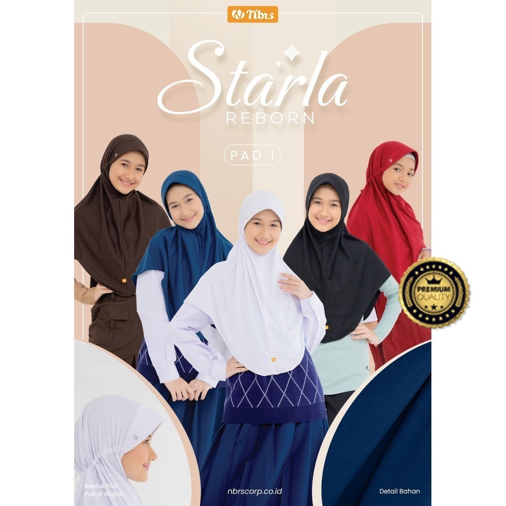 NIBRAS HIJAB - STARLA PAD 1  - Hijab Sekolah Instan - Hijab Instan Anak Sekolah - Hijab Instan Anak 