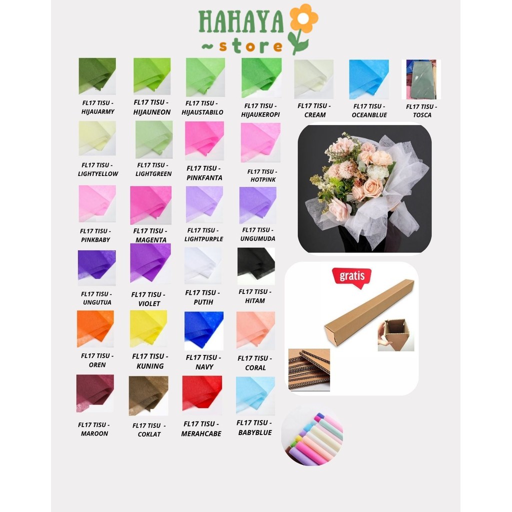 

HAHAYA - (5 LEMBAR) - FL17 TISU Kertas Tissue Buket/ Kertas Tissue/ Flower Wrapping Paper