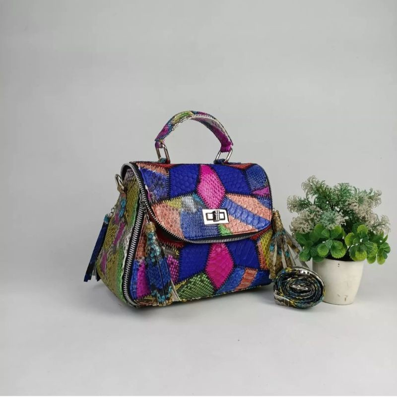 Tas Kulit Ular Piton Asli Wanita TAS ELVI/TABUNG PACOAK