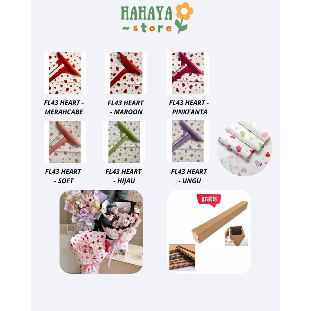 

HAHAYA - FL43 HEART Kertas Bunga Paper Buket Motif Cellophane