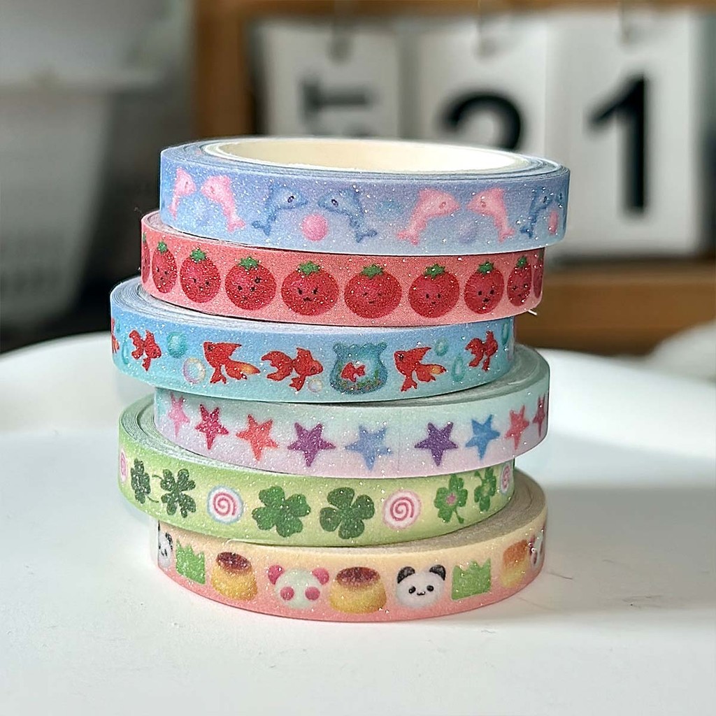 Cute Tomato Deco Washi Tape Kawaii Four-leaf Clover Masking Tape with release paper Washi Tape with 