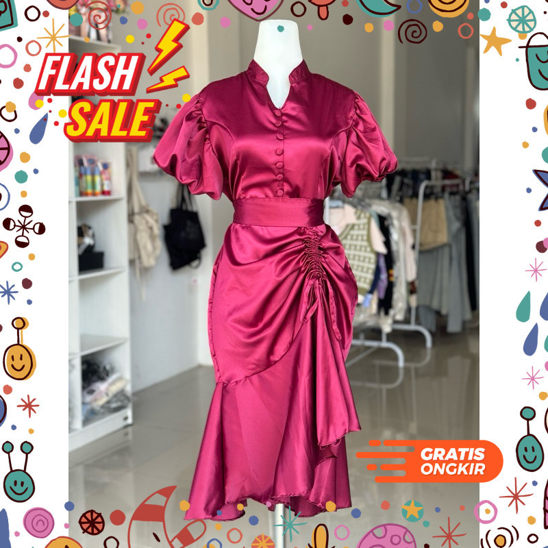 MEGASALE / Dress satin serut / dress duyung serut[ ready stock ]