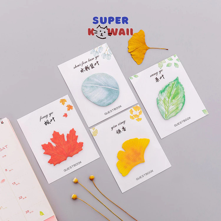 

Super Kawaii - [SK80] Sticky notes motif bentuk daun karakter kartun lucu unik
