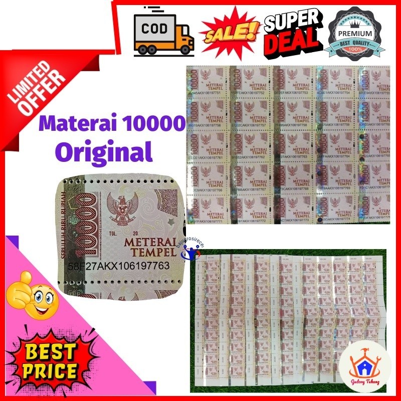 

Gudang Tukang materai 10000 asli pos indonesia Matrai 10000 Asli Meterai 10000 Asli materai 10 ribu materai 10rb