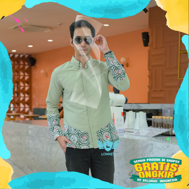 Kemeja Lengan Panjang Kombinasi Batik Lowkey BK 12/ 2024
