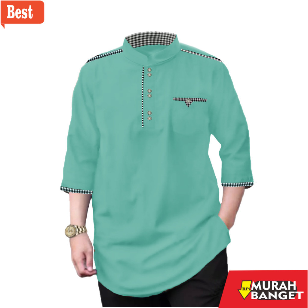 Baju muslim lengan panjang- Koko Kurta Aiman Baju Koko Kurta Pria Muslim Atasan Baju Pria Dewasa New