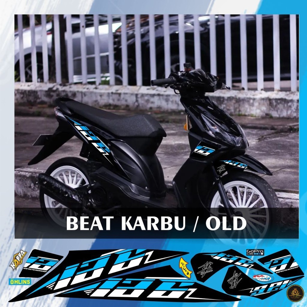 VARIASI Stiker Striping Beat Karbu Lama/ Old List Custom Decal Variasi Malasaiy Polet Biru Muda