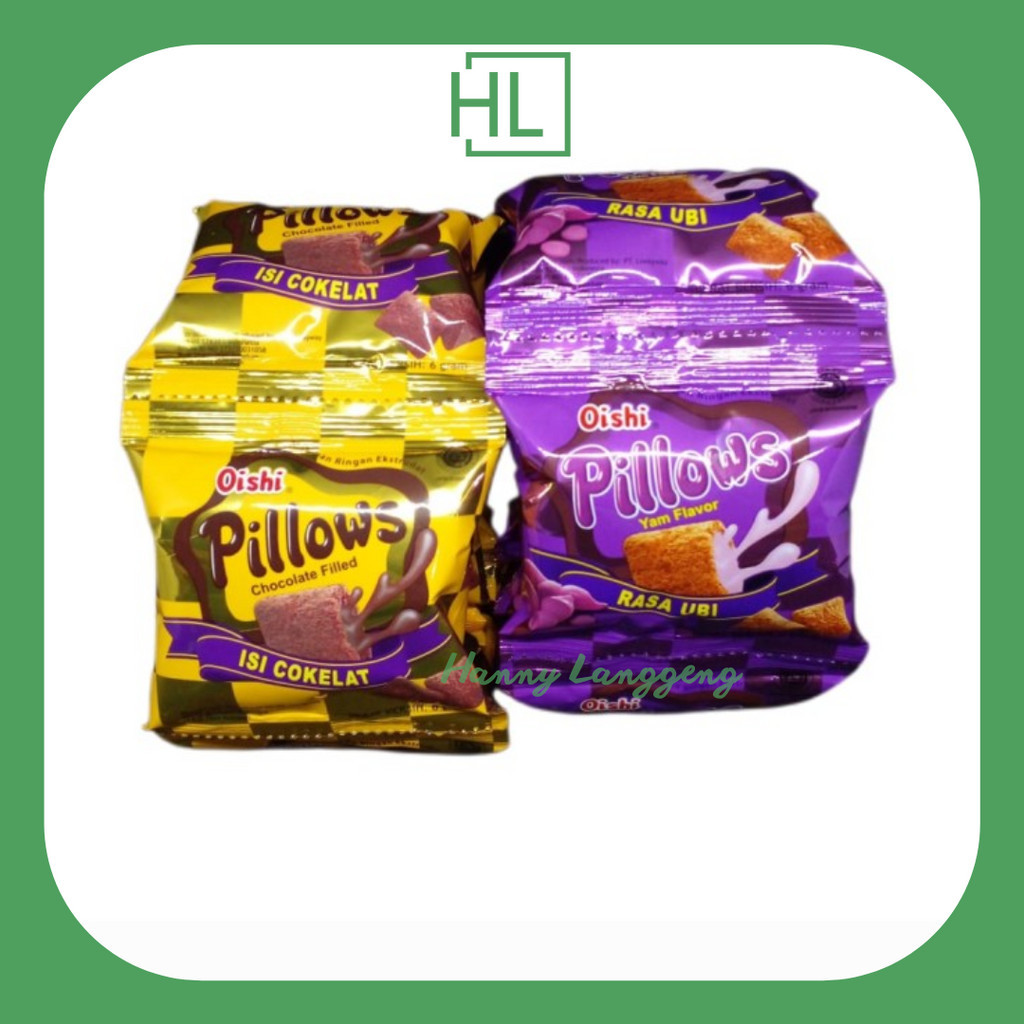 

[HL] Oishii Pillows 500 Rasa Ubi Ungu/ Cokelat 1 Renceng Isi 10 Bungkus