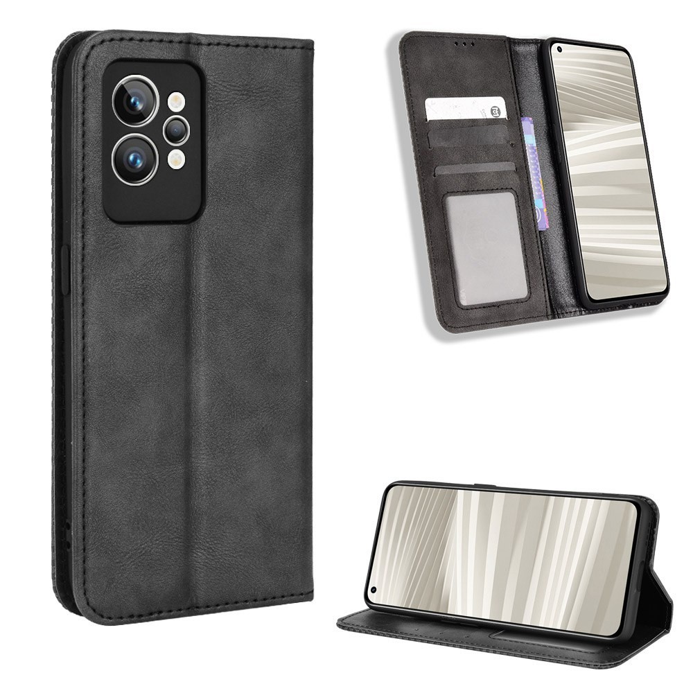 Casing Realme GT2 Pro Vintage Flip Cover Realme GT 2 Pro Magnetic Wallet Case PU Leather Cases Card 