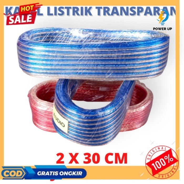 KABEL LISTRIK TRANSPARAN 2x30 PENDEK KABEL AUDIO KABEL LISTRIK SERABUT