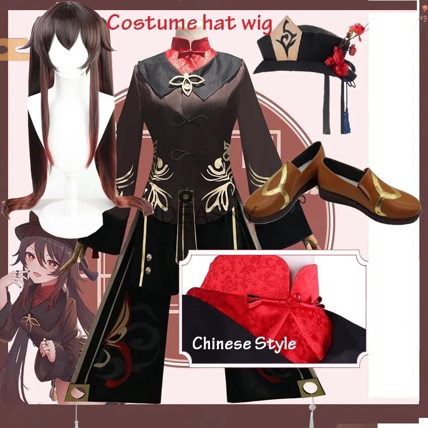 PREORDER accounts in genshin impact Hutao Cosplay Costume Uniform Wig hat Anime Game Hu Tao Chinese 