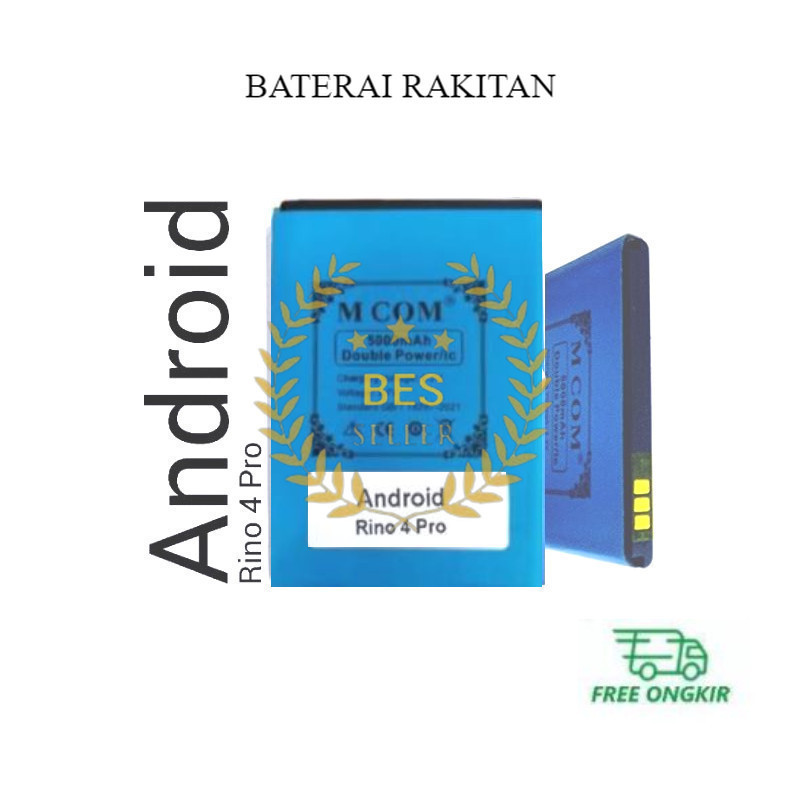 Baterai MCOM for Android Rino 4 Pro Double Power 5000mAh batere batre batrai battery