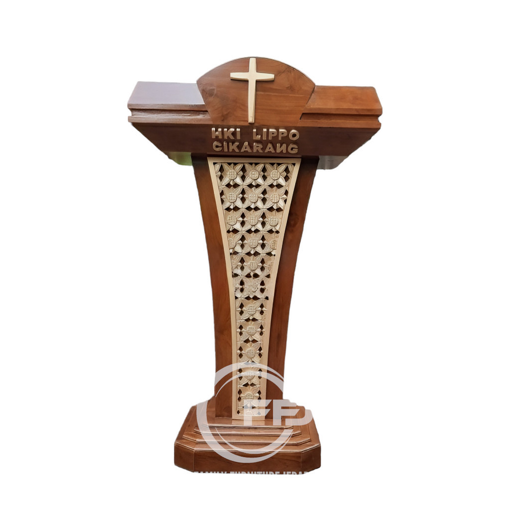 podium mimbar pidato gereja kayu jati furniture