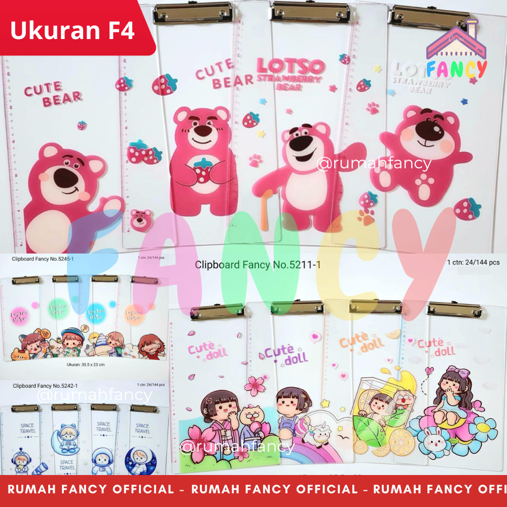 

[FREE DUS + BUBBLE] Clipboard Folio F4 Papan Dada Transparan Bening Fancy Motif SNR Series Kur0m0i Melodi Cinnamorol Astronout Cute Girl Bear Rabbit Lotso Aesthetic Clipboard karakter + Penggaris Papan jalan ujian karakter / Clipboard karakter
