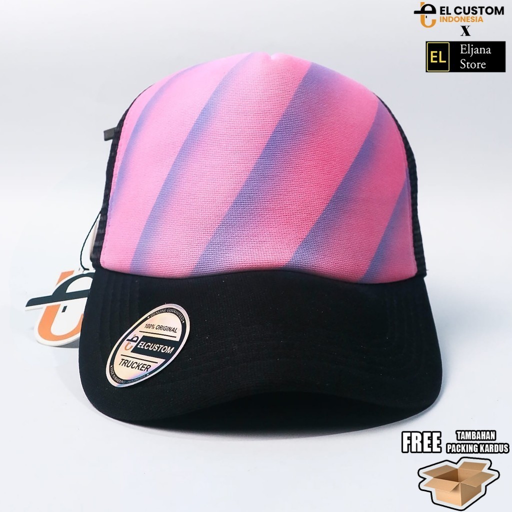 PINK LINE - Topi Jaring Airbrush / Topi Custom/  Tiedye/ Topi Premium / Topi Trucker / Topi SMA / To