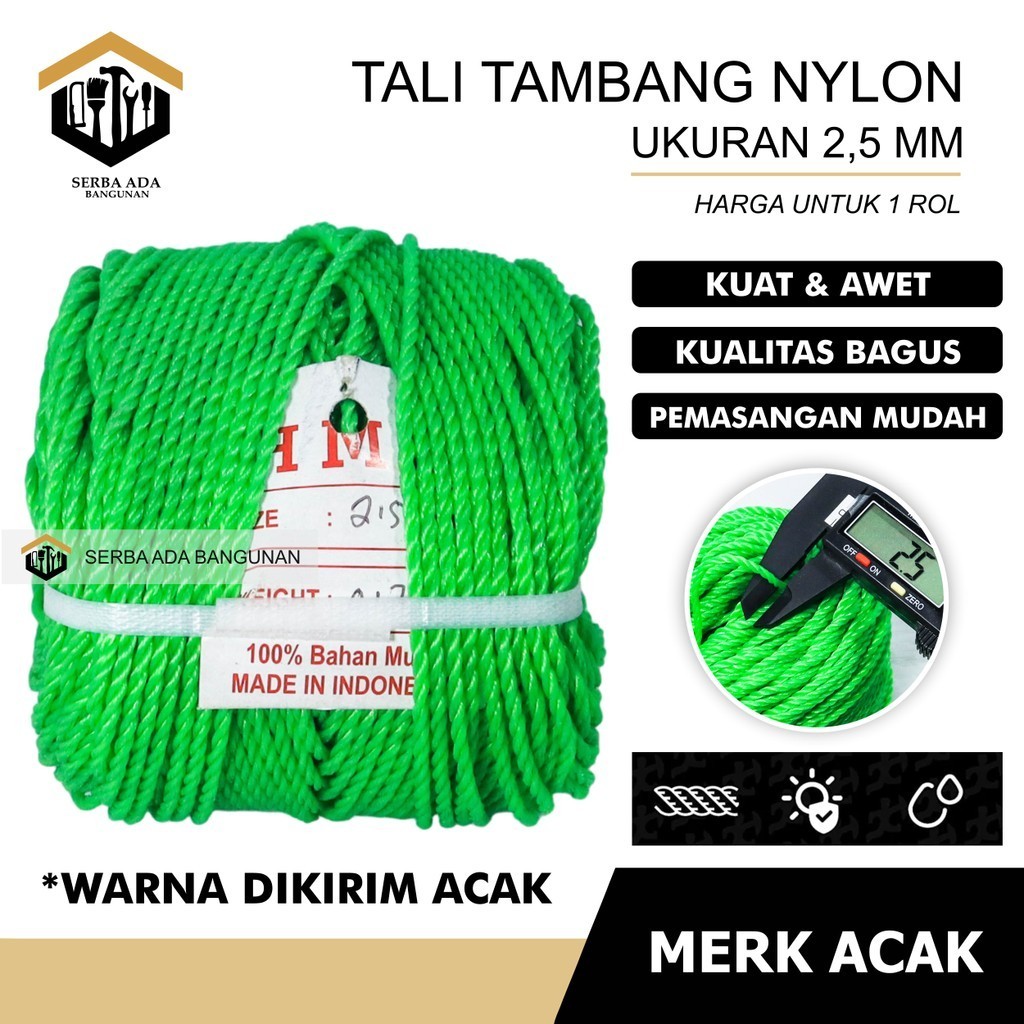 

tali tambang plastik/tali pe/tali tambang pe/tali kecil 2,5mm Tali Tambang 2,5 mm panjang warna kuat bagus murah Tali tambang 2.5mm / tambang PE 2 mm cap / tali tampar 2.5mm