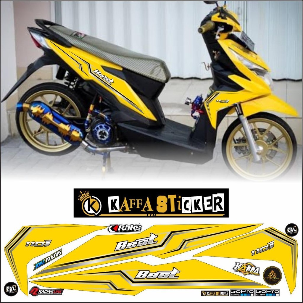 STIKER POLET Sticker Striping Beat Esp Street-Stiker variasi list body Racing kuning list STIKER
