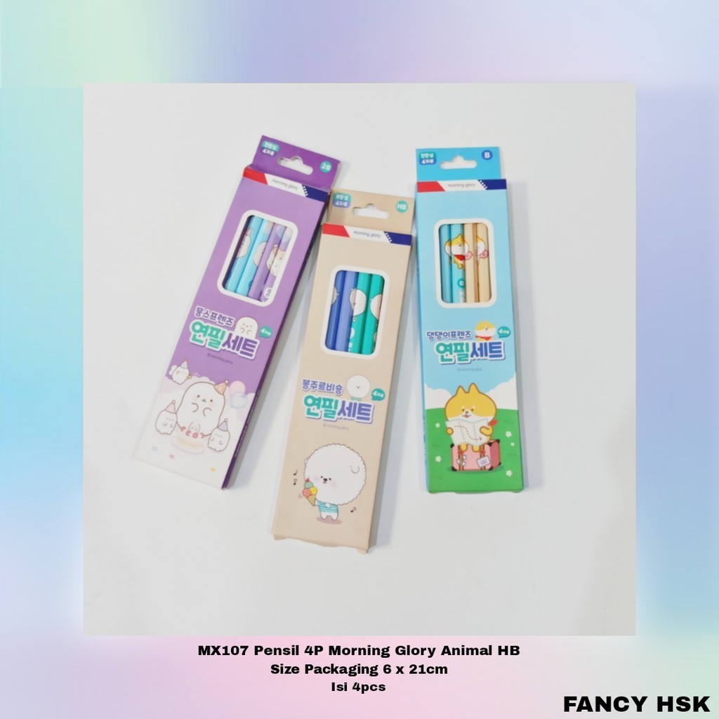 

KOREA PENSIL 4P MORNING GLORY ANIMAL HB MX107